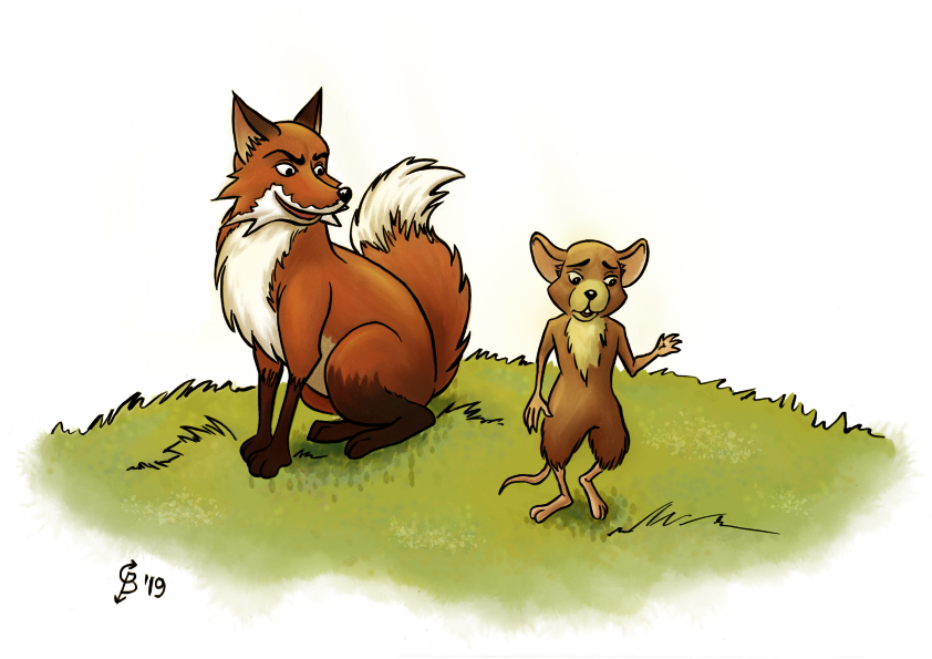 kinderboeken portfolio afbeelding van een vos en een muis praten met elkaar